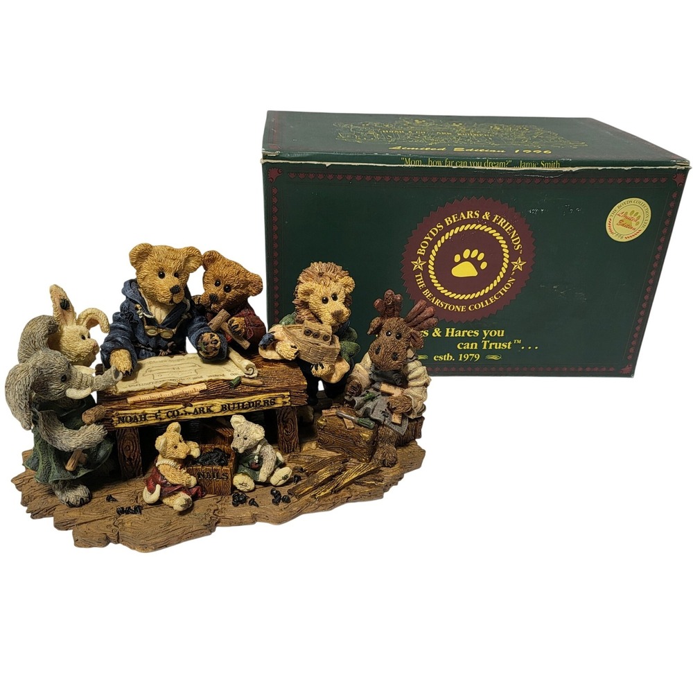 Boyds Bears Bearstone Noah and Co Ark Builders 2278 Limited Edition 1996 Boxed